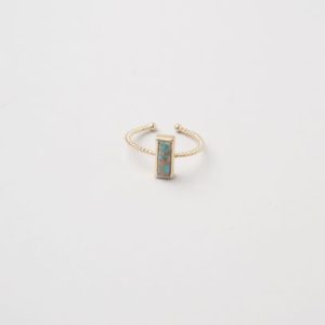fair-trade human trafficking turquoise rectangular ring